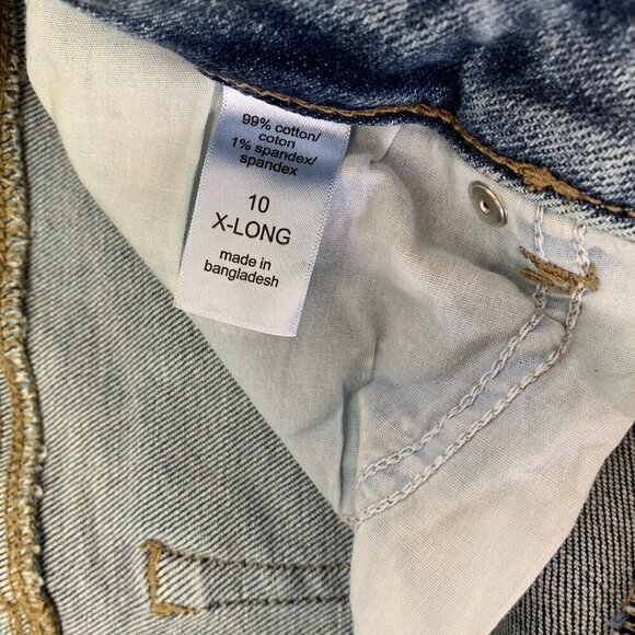 Maurices Flare Denim Flex High Rise Blue Jeans Size 10 XLong Distressed NWT - Picture 9 of 11